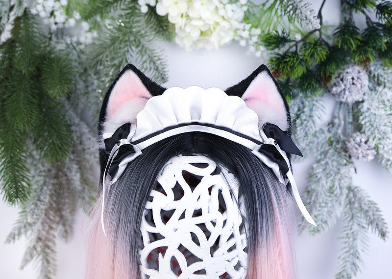 女仆风猫耳 人造毛皮猫耳 - 发饰 - 其他人造纤维 黑色