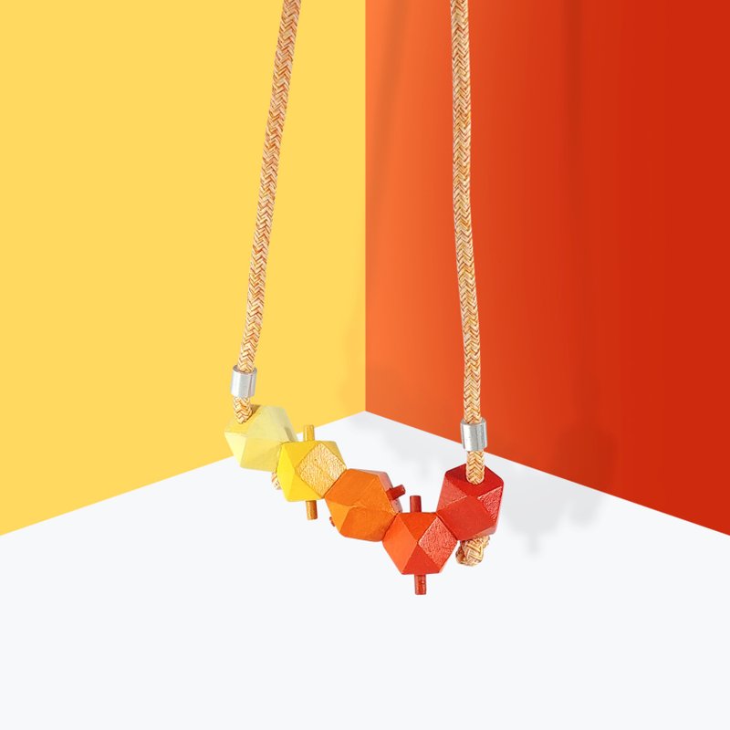 Puppets 3D立体 橙色渐变 颈链 项链 - 颈链 - 木头 橘色