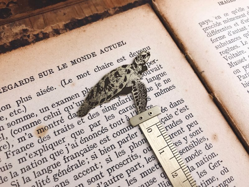 【脐加厝】文具系列│手工黄铜动物书签尺│进阶款海龟 - 书签 - 铜/黄铜 