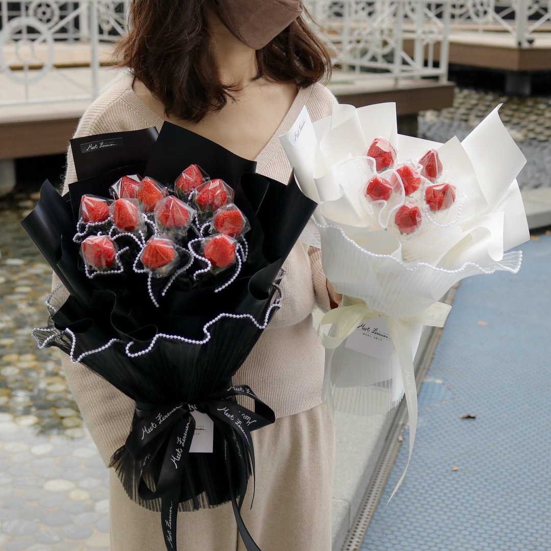 【遇见恒久】情人节限定 莓你不行新鲜草莓花束 共3款 - 干燥花/捧花 - 植物．花 