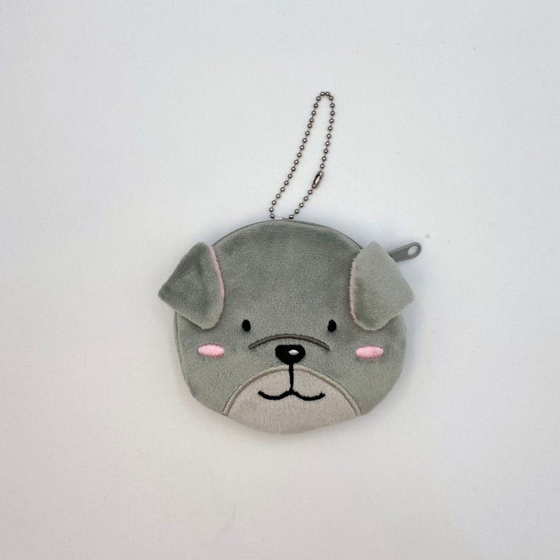 阿宝狗狗拉链零钱包 - 零钱包 - 棉．麻 灰色