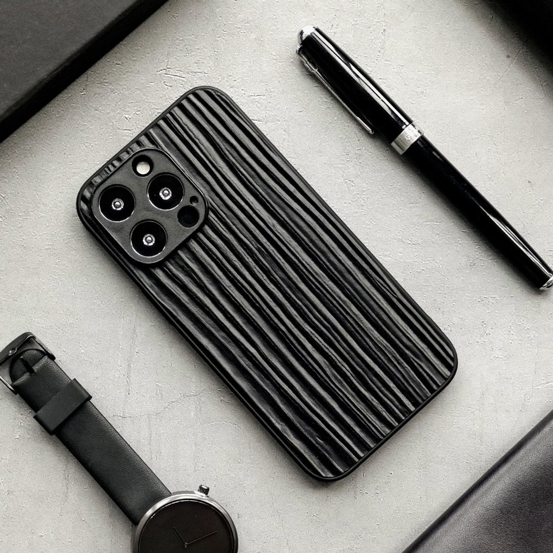 树|玄黑色iphone15pro手机壳真皮14max保护皮套13后盖12pro防摔 - 手机壳/手机套 - 真皮 黑色
