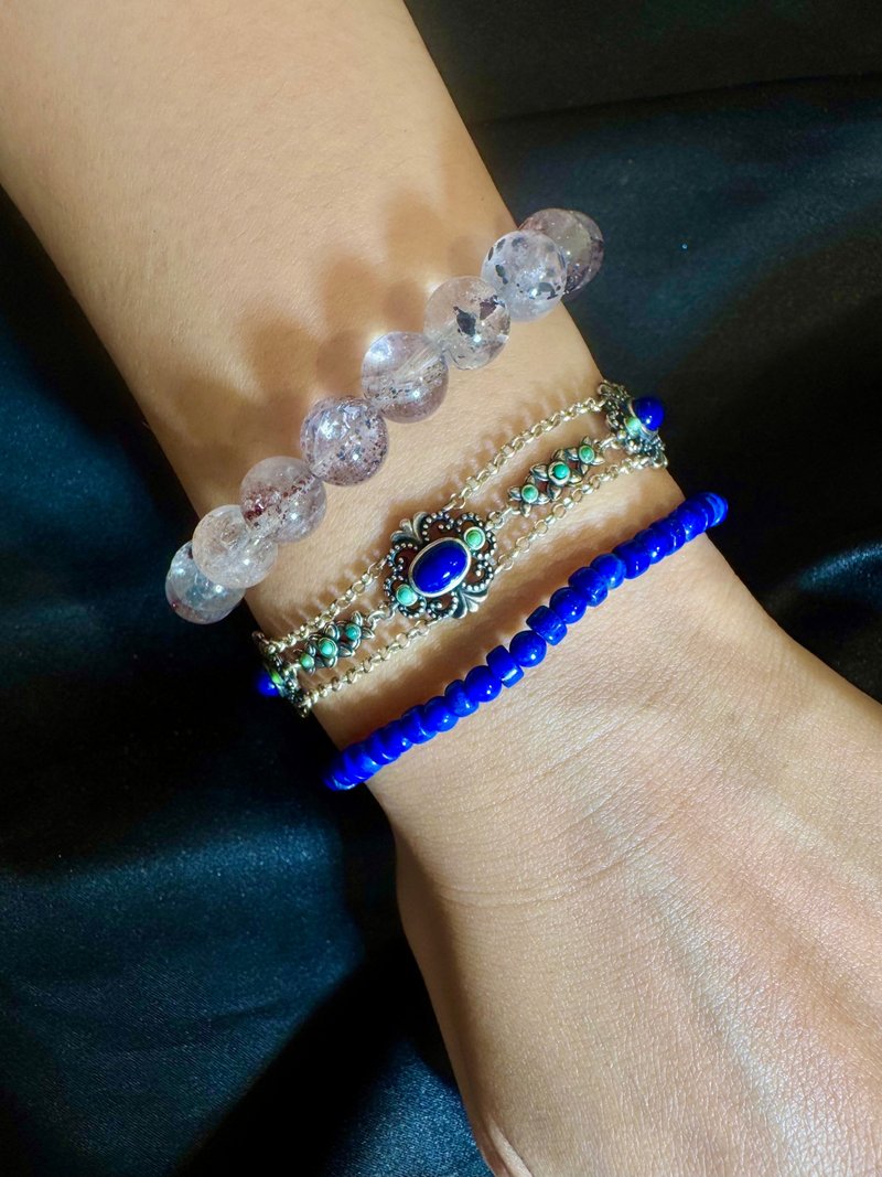 卓玛青松 藏域公主 。 s925纯银 绿松石 青金石 水晶 手链 手环 - 手链/手环 - 半宝石 蓝色