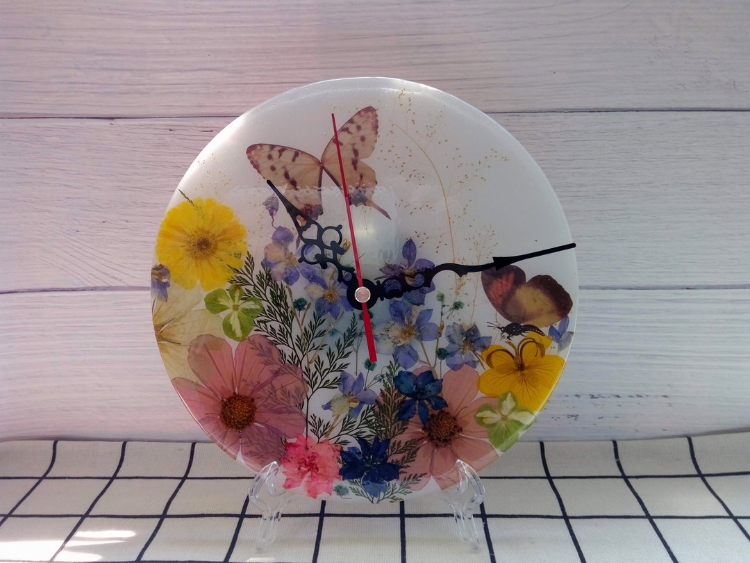 Annys workshop 押花时钟, 彩蝶花钟 - 时钟/闹钟 - 压克力 多色