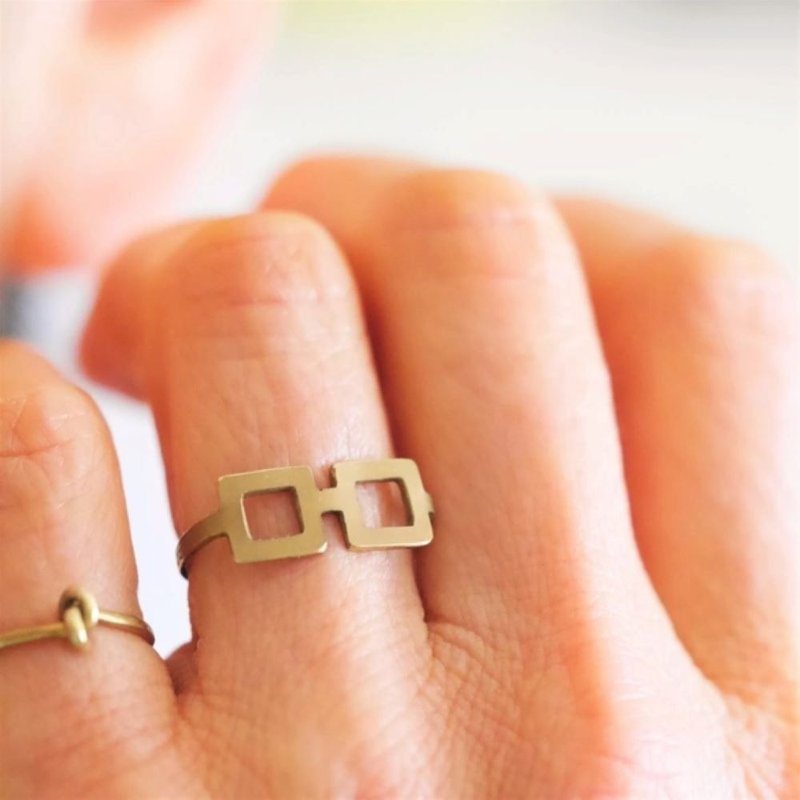 BRASS   眼镜戒指 订制生产 - 戒指 - 铜/黄铜 金色