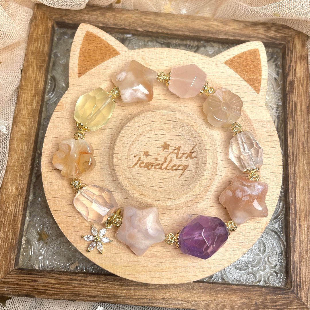 Candy Jewellery 樱花玛瑙配件+紫水晶+粉晶+白水晶+柠檬晶 - 手链/手环 - 水晶 多色