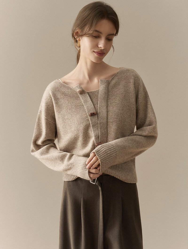 法式复古 / 一字领针织衫毛衣 / 绵羊毛 - 女装针织衫/毛衣 - 其他材质 多色