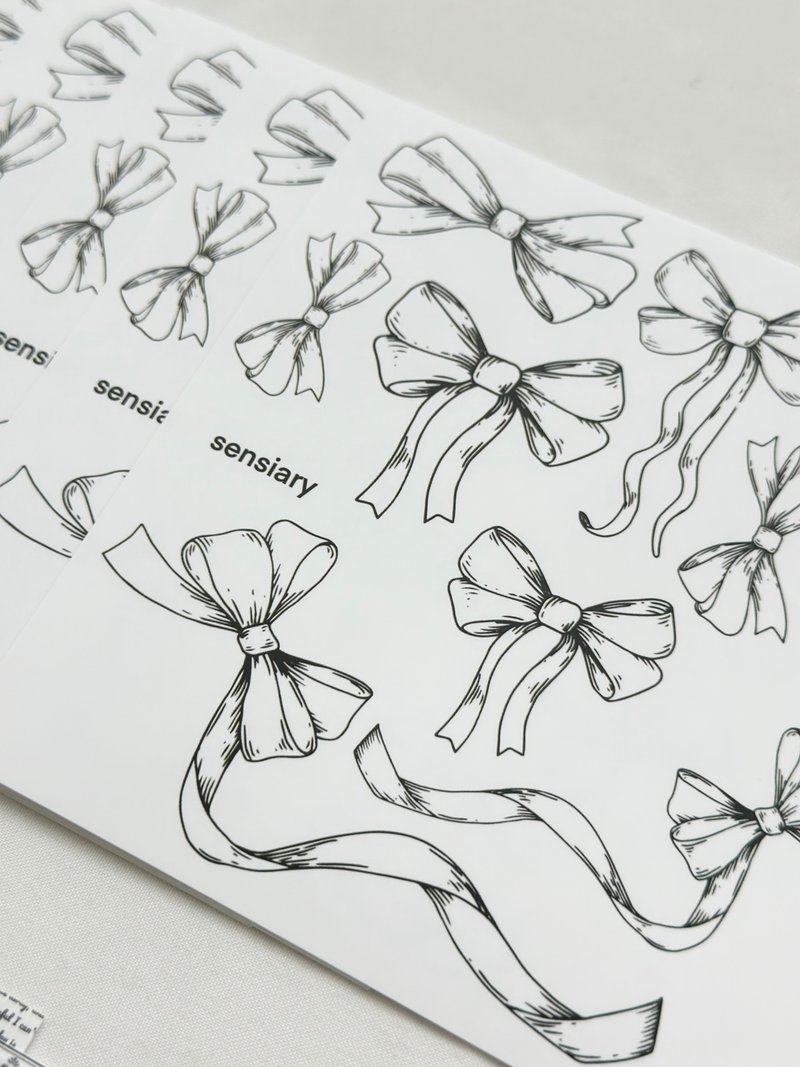 sensiary 黑色缎带绘图贴纸 5入组 - 卡片/明信片 - 纸 