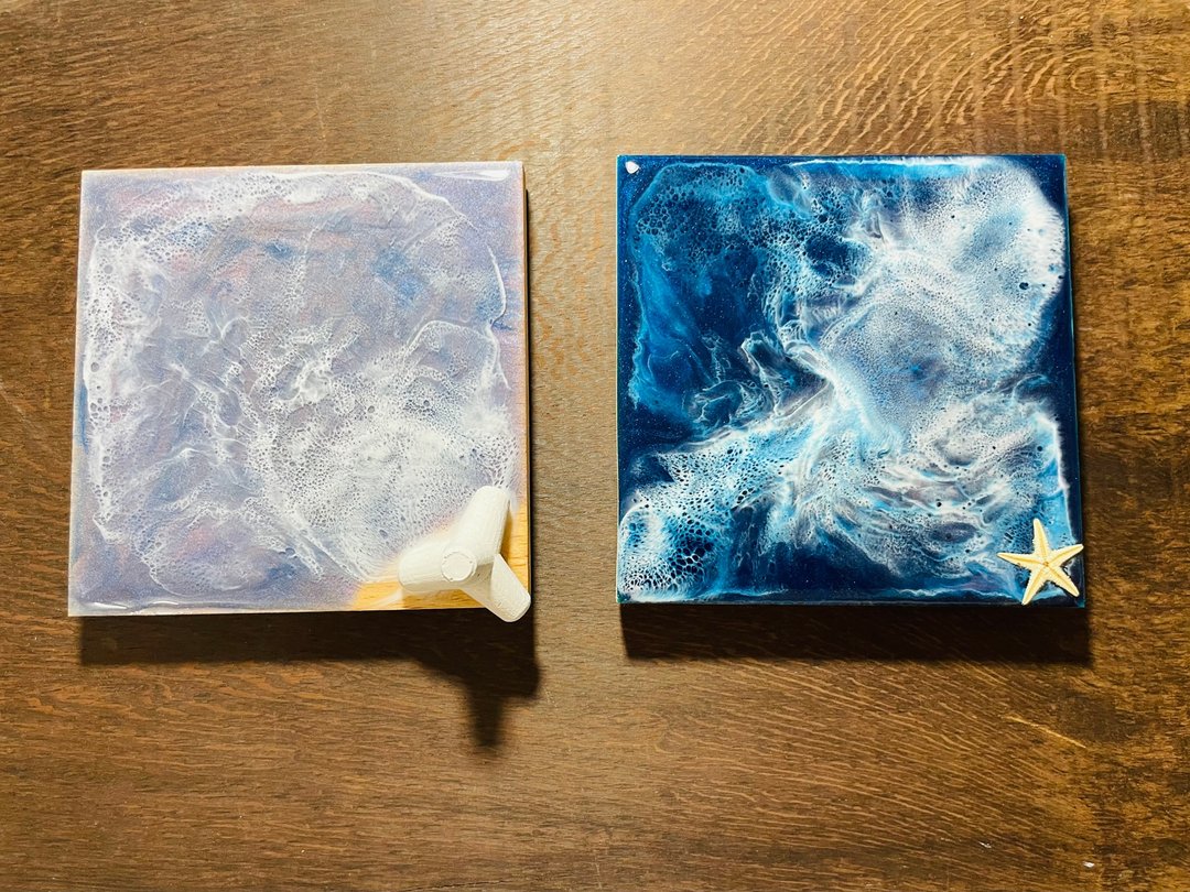 原木海洋风杯垫摆饰 - 杯垫 - 木头 蓝色