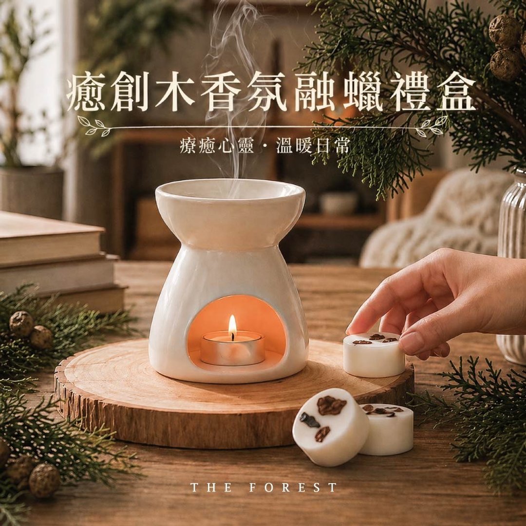愈创木香氛融蜡礼盒 | 4 入香氛蜡块 + 融蜡灯 | 温润木质香调 - 蜡烛/烛台 - 蜡 多色