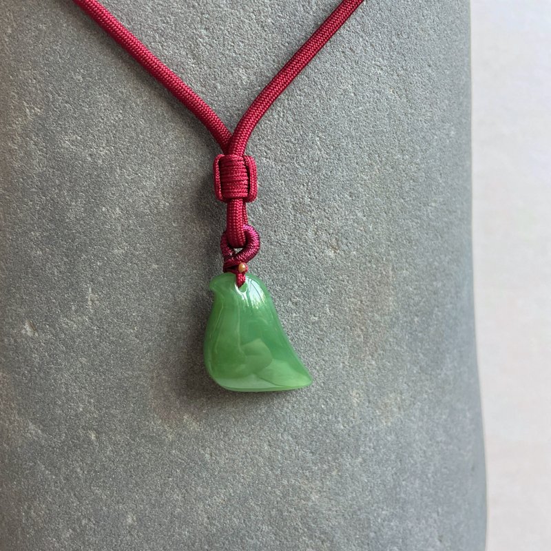 鸟语花香 - 福气玉光系列 - 台湾设计雕刻玉佩 - 项链 - 玉石 绿色