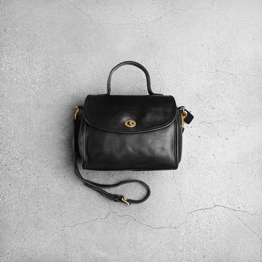 古董斜肩包 Coach / Vintage 古着 - 侧背包/斜挎包 - 真皮 黑色