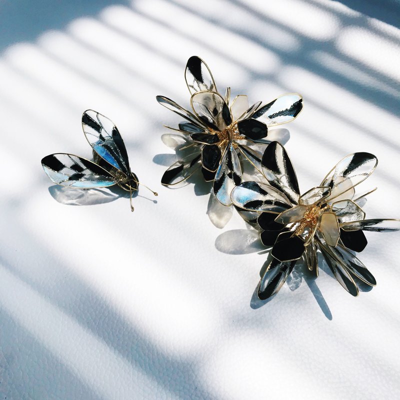蜜蜂-单边造型手工设计树脂耳环垂吊款/earring/accessories - 耳环/耳夹 - 其他材质 透明