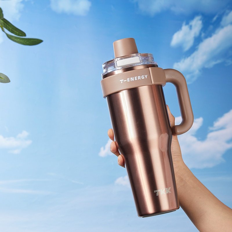 【TKK】T-One 弹盖冰坝杯 316不锈钢x陶瓷喷涂 1200ML-玫瑰金 - 保温瓶/保温杯 - 不锈钢 金色