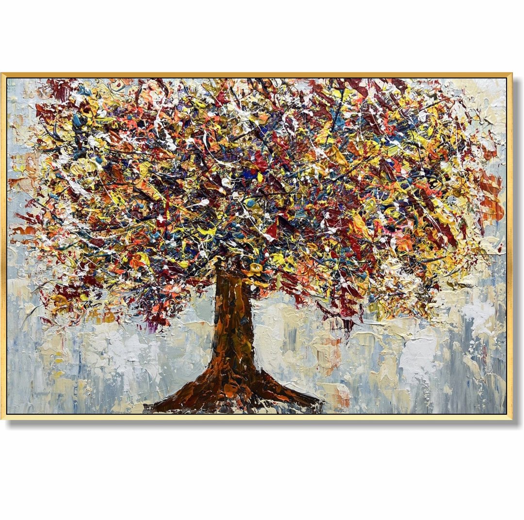 原始彩色树画布绘画现代艺术品当代墙艺术 - 墙贴/壁贴 - 压克力 多色