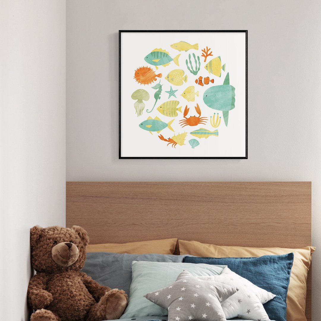 欢乐水族馆-方形画作/水族馆/海洋生物/布置/儿童房/北欧/挂画 - 海报/装饰画/版画 - 棉 多色
