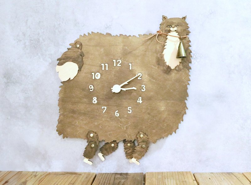 Bellwalker – 漫步晨间街猫 胡桃木色 时钟 木制 摆钟 挂钟 - 时钟/闹钟 - 木头 咖啡色