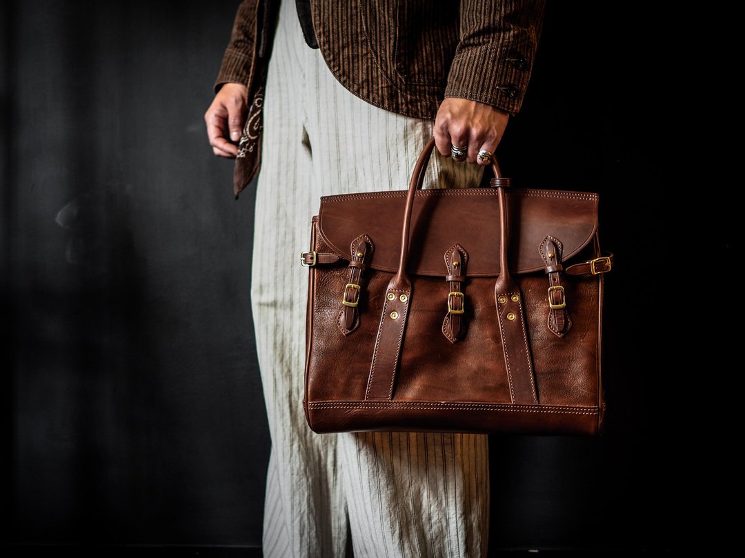 Well-Dressed Satchel Full Veg-Tanned Leather - 手提包/手提袋 - 真皮 咖啡色