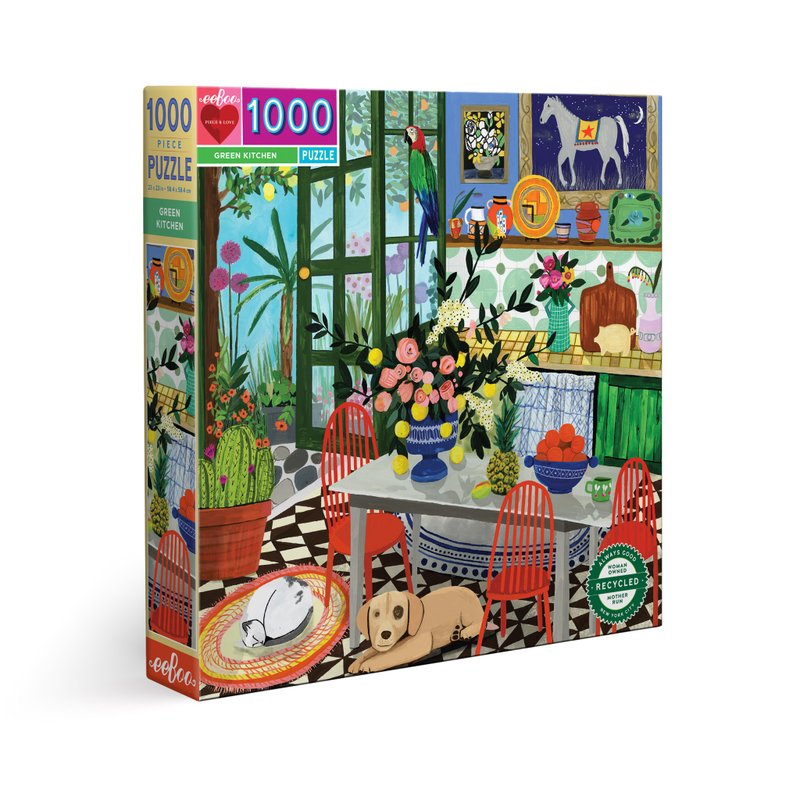 eeBoo 1000片拼图- 绿色系厨房Green Kitchen 1000 Piece Puzzle - 拼图 - 纸 绿色