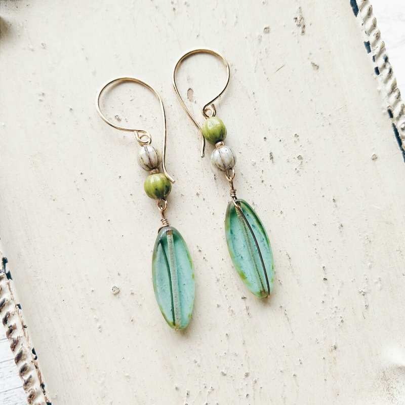 串珠 编织 水晶耳环 欧若拉 - 耳环/耳夹 - 其他材质 绿色