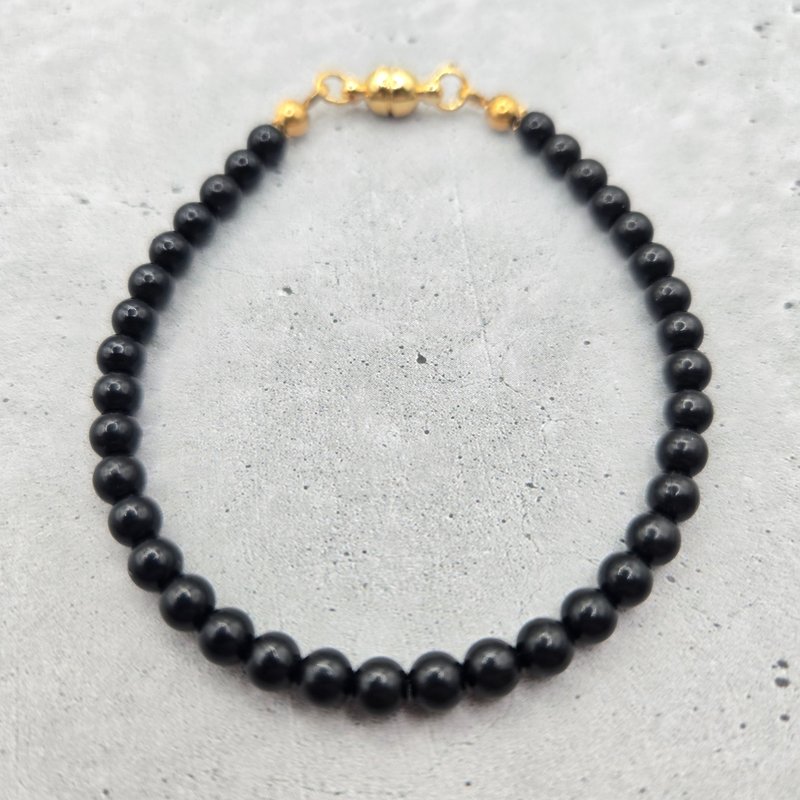 【日本制造】黑玉细身手链 疗愈悲伤・守护心灵 - 手链/手环 - 宝石 黑色