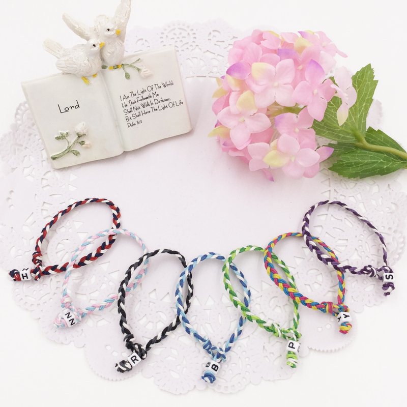 噗妃糖-纯手工编织 幸运手环 冲浪脚环 字母扣仿皮绳辫子款(六股) - 其他 - 其他材质 