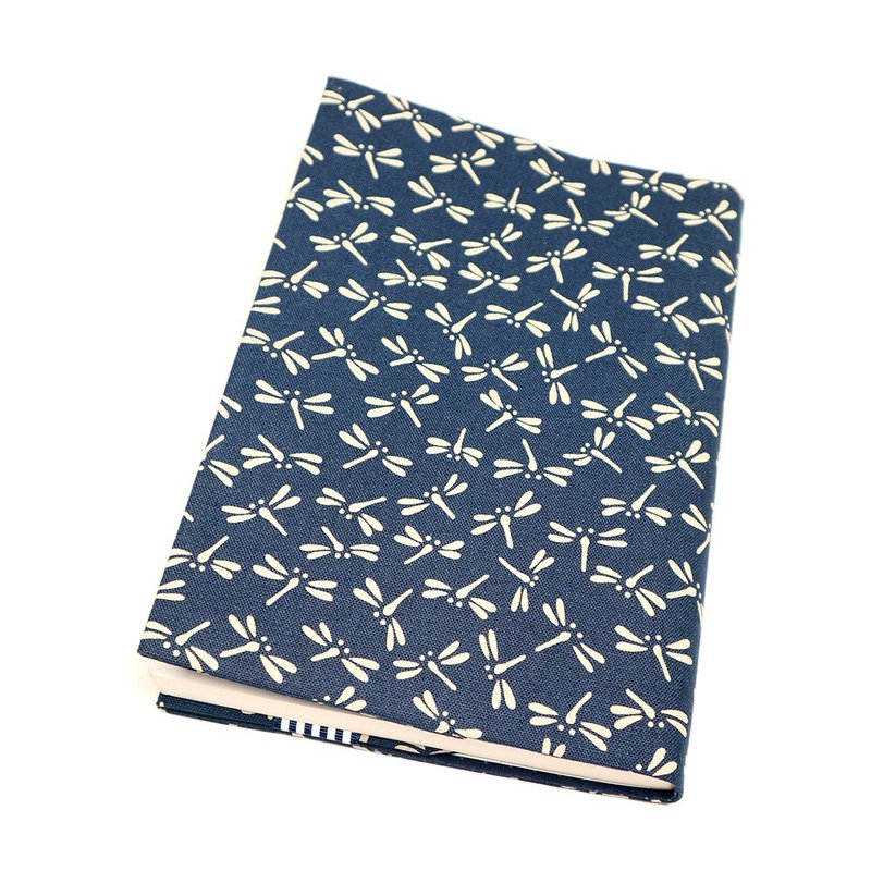 A5 可调式 妈妈手册 布书衣 布书套 - 日式 蜻蜓 (蓝) - 笔记本/手帐 - 棉．麻 蓝色