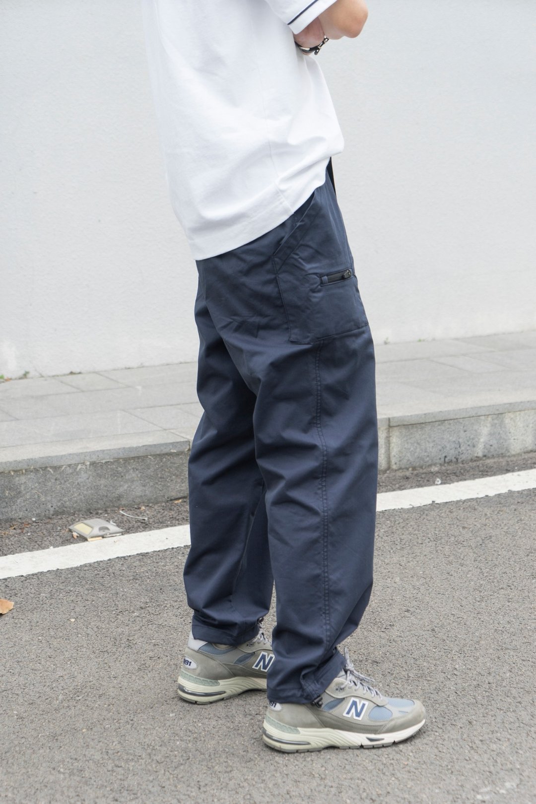 PANTS 日系戶外休閒褲 潮流拉链口袋工装长裤 可調節腰圍束腳設計 - 男士长裤 - 棉 蓝色