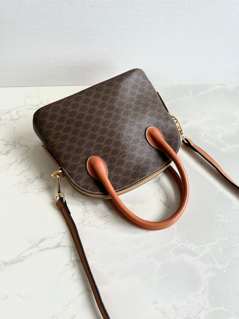 绝版古董包 Celine贝壳小凯莉 中古单肩包 斜背包 侧背包 手提包 - 侧背包/斜挎包 - 真皮 咖啡色