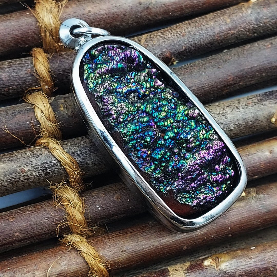 Leklai Natural Stone Rainbow 7 Color Thai Amulet Pendant Talisman Powerful Luck - 项链 - 石头 多色