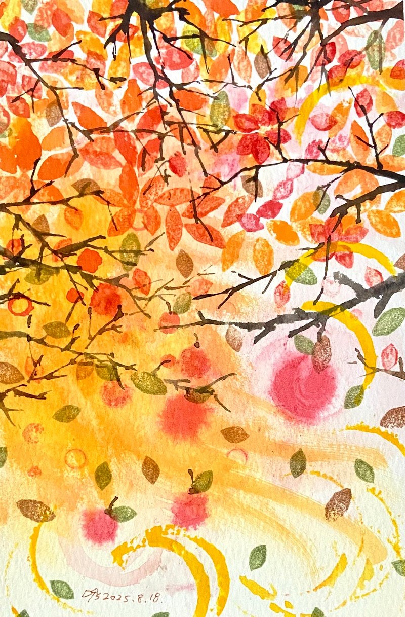 花草系列-秋意浓 (13X19cm) 水彩画/裸画无框 - 海报/装饰画/版画 - 纸 白色