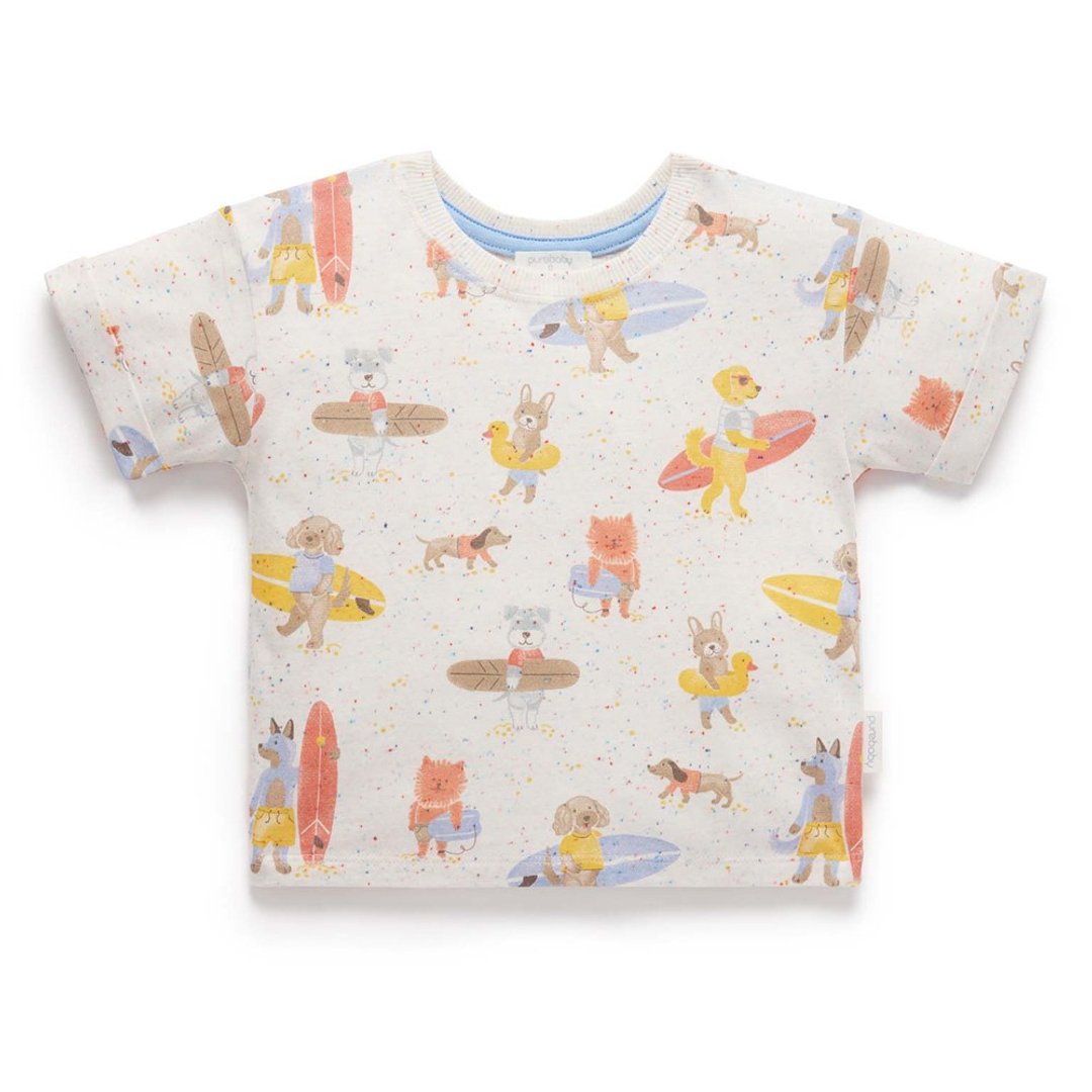 澳洲Purebaby有机棉男童装上衣12M-4T 白色冲浪狗 - 童装上衣 - 棉 