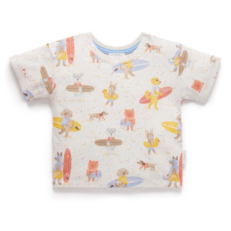 澳洲Purebaby有机棉男童装上衣12M-4T 白色冲浪狗 - 童装上衣 - 棉．麻 