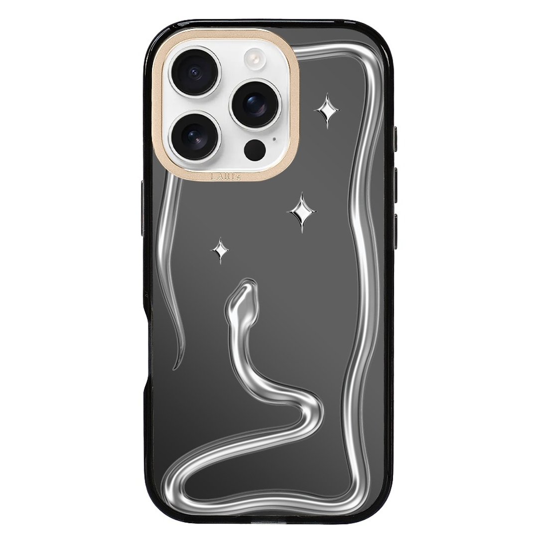 仿真动物系－你没见过的3D贪吃蛇 透黑框镜面磁吸版 iPhone防摔壳 - 手机壳/手机套 - 环保材料 黑色
