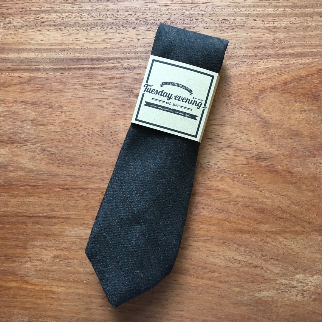 Neck tie Black and brown stripe - 领带/领带夹 - 棉 黑色