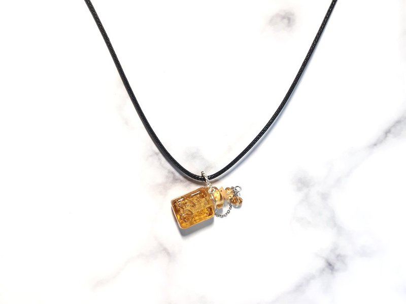 金黄 四方 微夜光 精油瓶 香氛瓶 闻香瓶 精油项链 - 项链 - 琉璃 黄色