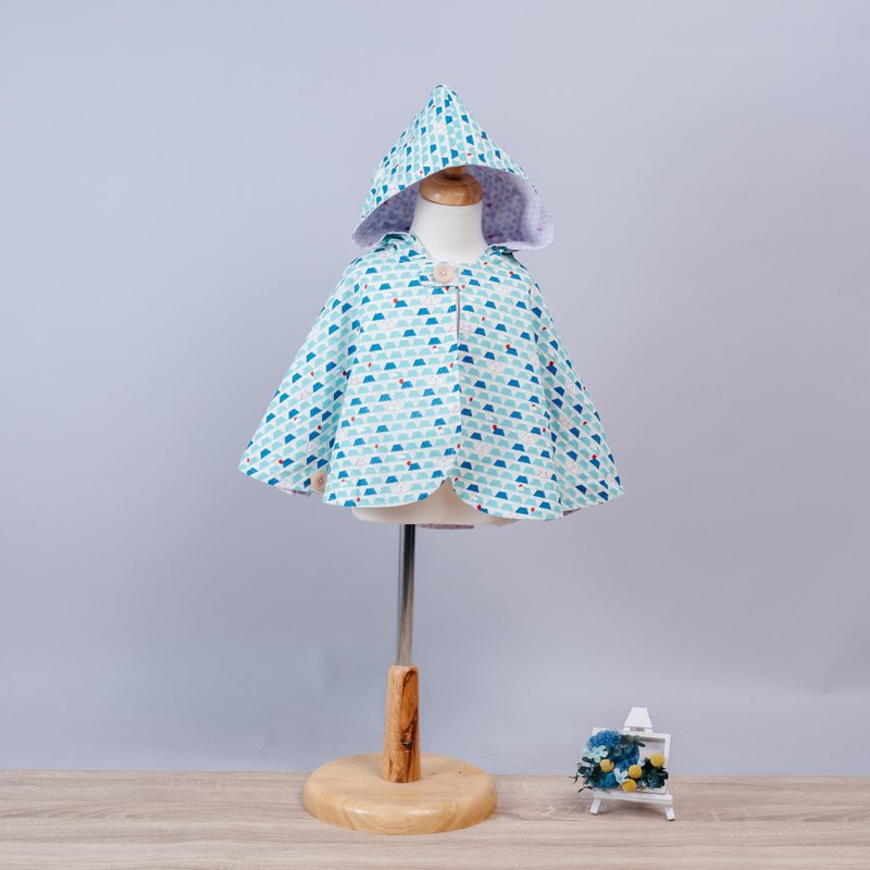 双面斗篷-富士山 手作 无毒 外套  婴儿 童装 - 童装外套 - 棉．麻 透明