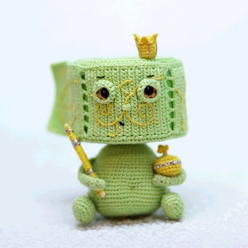 Toilet paper interior doll, Funny amigurumi housewarming gift for bathroom decor - 玩偶/公仔 - 棉．麻 绿色