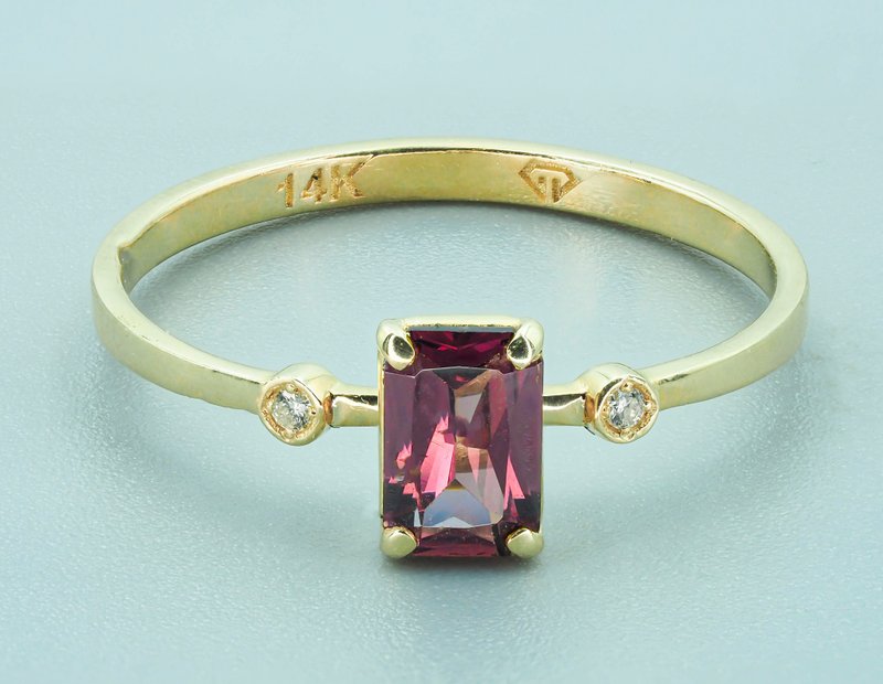 14k gold with spinel and diamonds. - 戒指 - 贵金属 金色