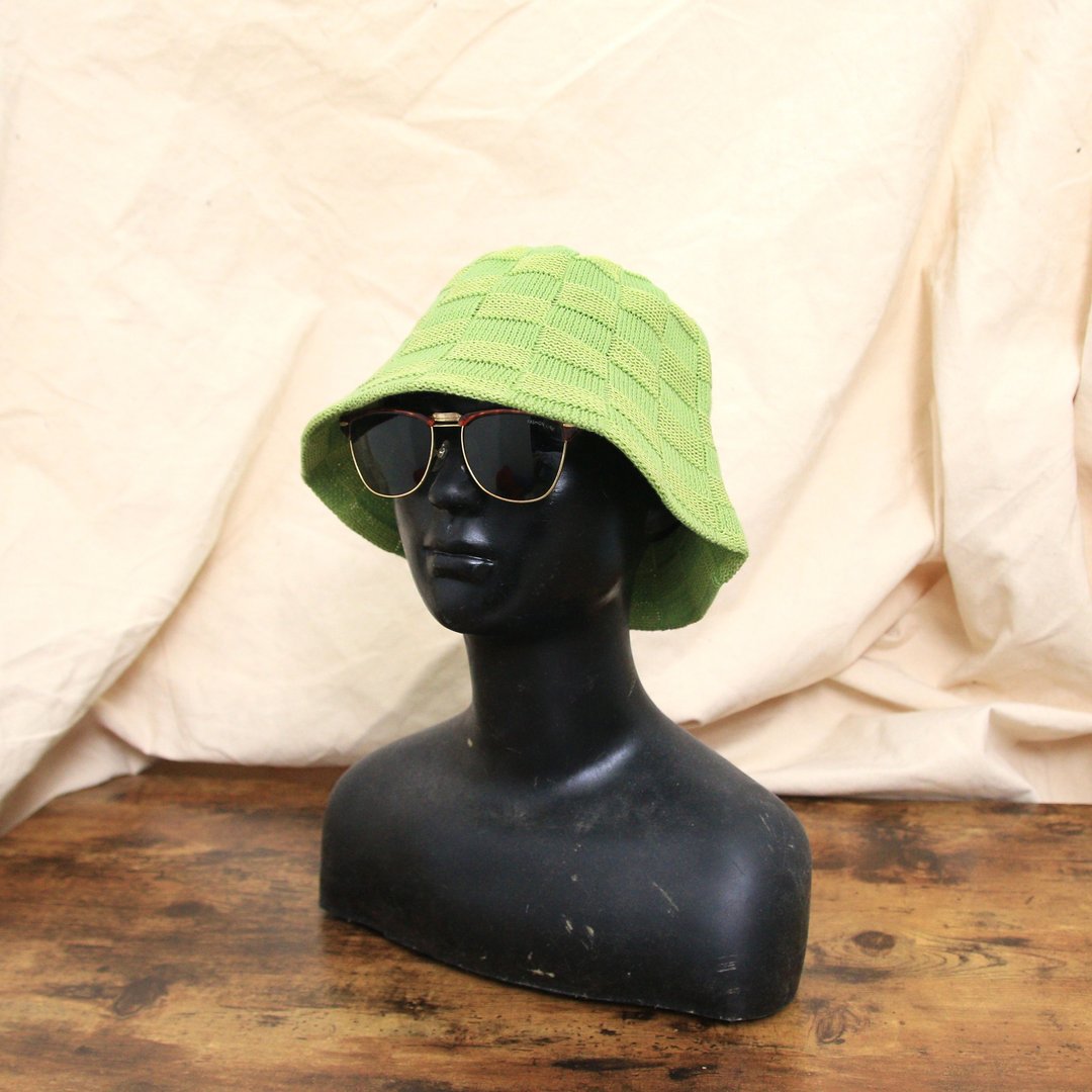 Back to Green::编织渔夫帽  不规则织纹 格纹 d-55//vintage hat - 帽子 - 棉 