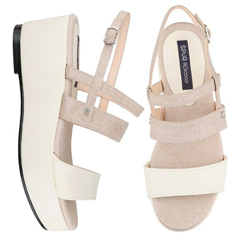 【夏天必抢】SPUR 亚麻布船跟鞋 FS8147 IVORY(不设退换) - 男女凉鞋 - 真皮 白色