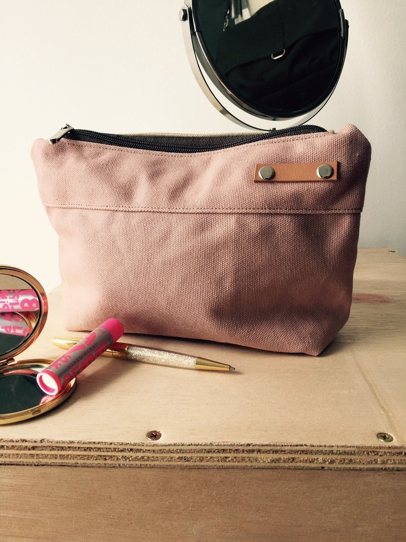 包邮 结婚礼物 字母定制 粉红色伴娘礼物 帆布皮革 化妆包-凯莉 - 化妆包/杂物包 - 真皮 