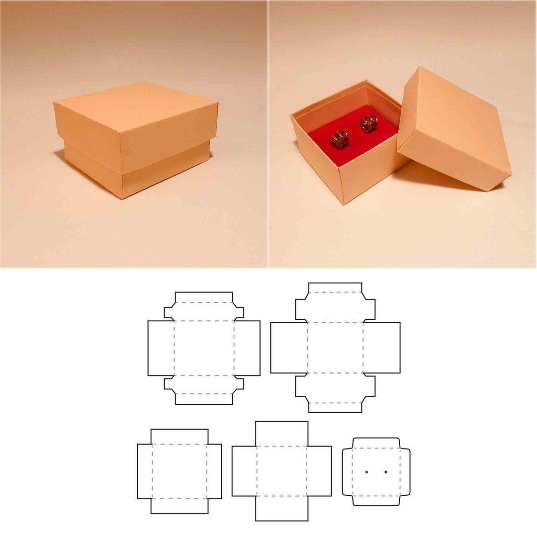 Earring box template, ring box, jewelry box, jewelry packaging, accessories box - 图文模板设计 - 其他材质 