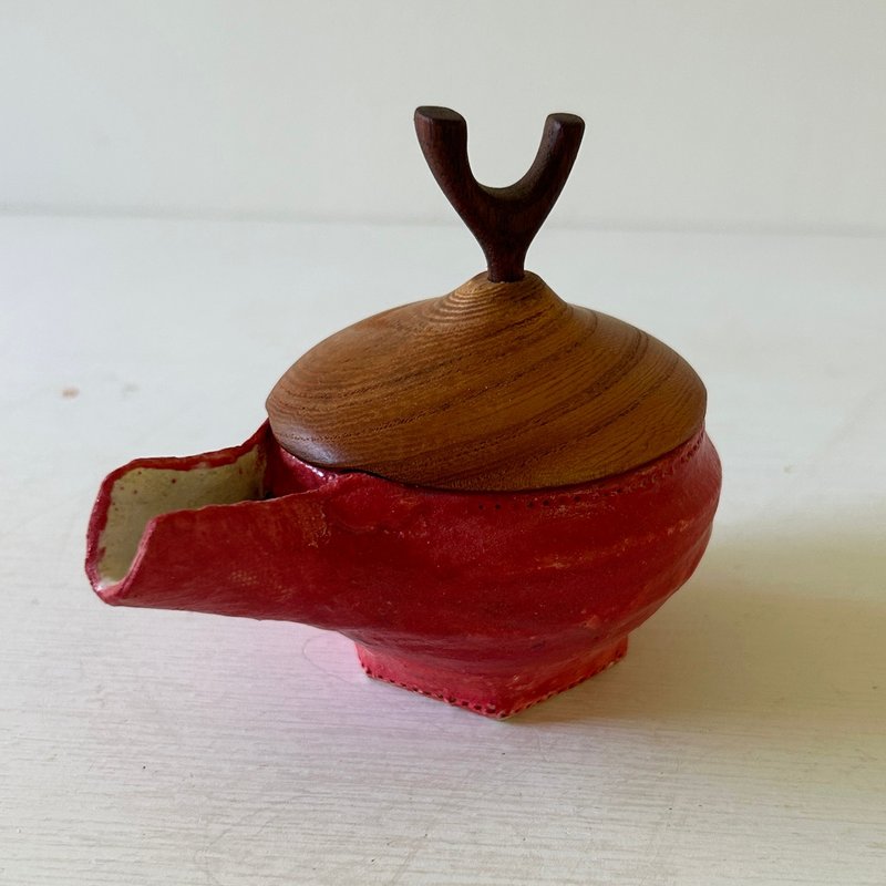 迷你片口红白 - 碗 - 陶 红色