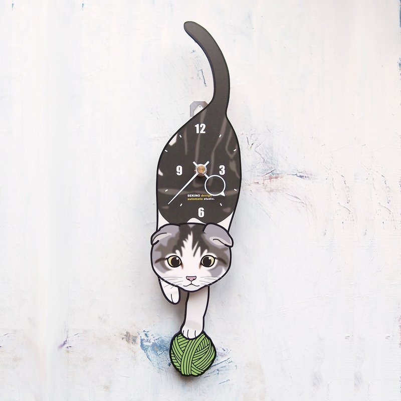 C-39 苏格兰折耳猫 - 动物造型钟摆钟 - 时钟/闹钟 - 木头 