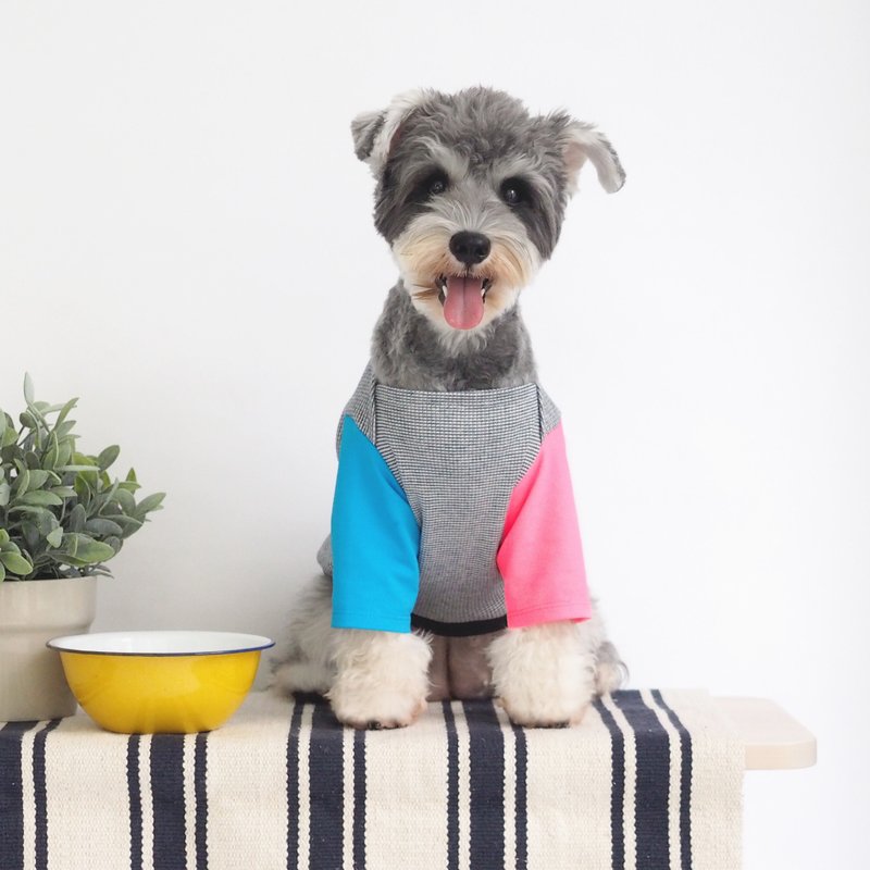 宠物衣 - 双色袖子船领 T-恤 - 衣/帽 - 棉．麻 多色