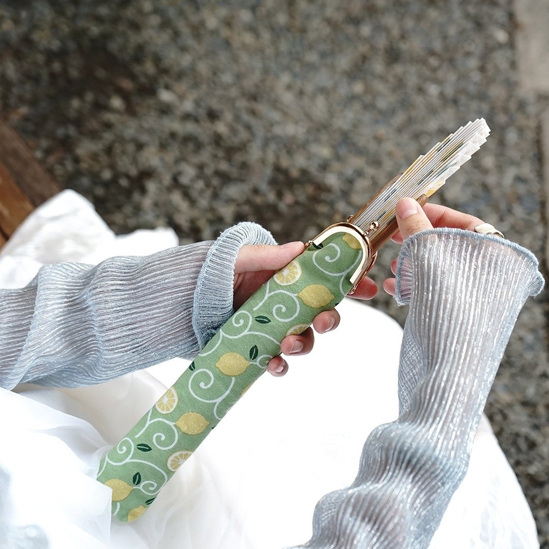创意笔型收纳口金包-Lemon夏日柠檬+布制手扇 - 其他 - 棉 