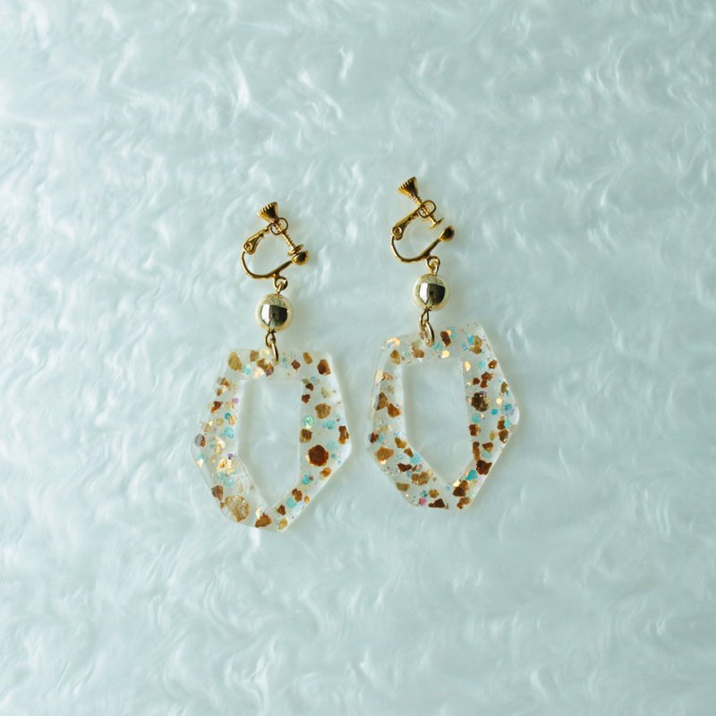 冰块橘色调枫叶(耳针/耳勾/耳夹) - 耳环/耳夹 - 植物．花 橘色