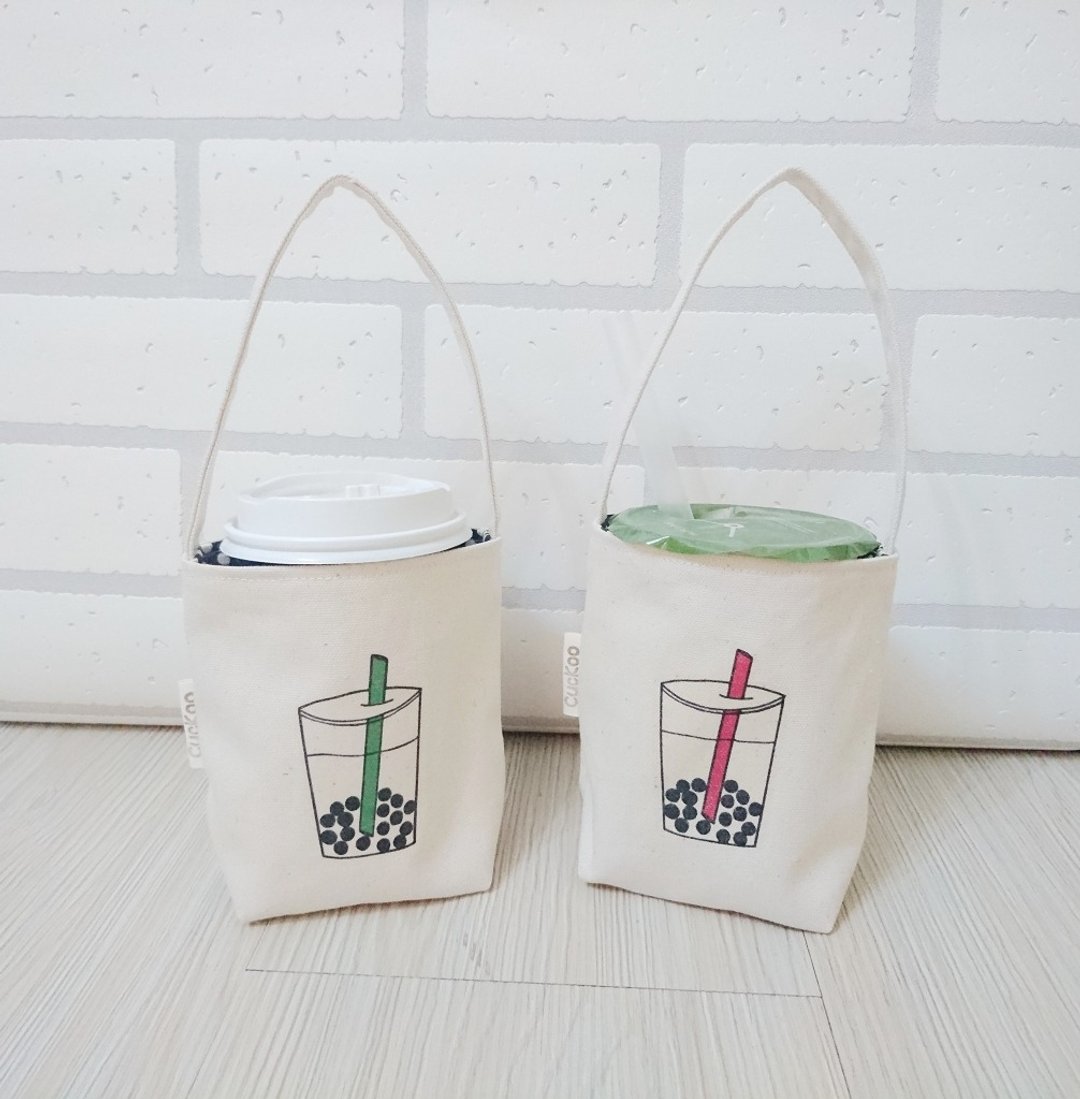珍珠奶茶 饮料提袋 环保袋 手摇饮料袋 咖啡提袋  2入组 - 随行杯提袋/水壶袋 - 棉 