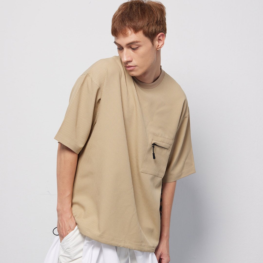 Stone As Loose fit pocket t-shirt / 宽松口袋套头衫 卡其 - 男装上衣/T 恤 - 棉 卡其色